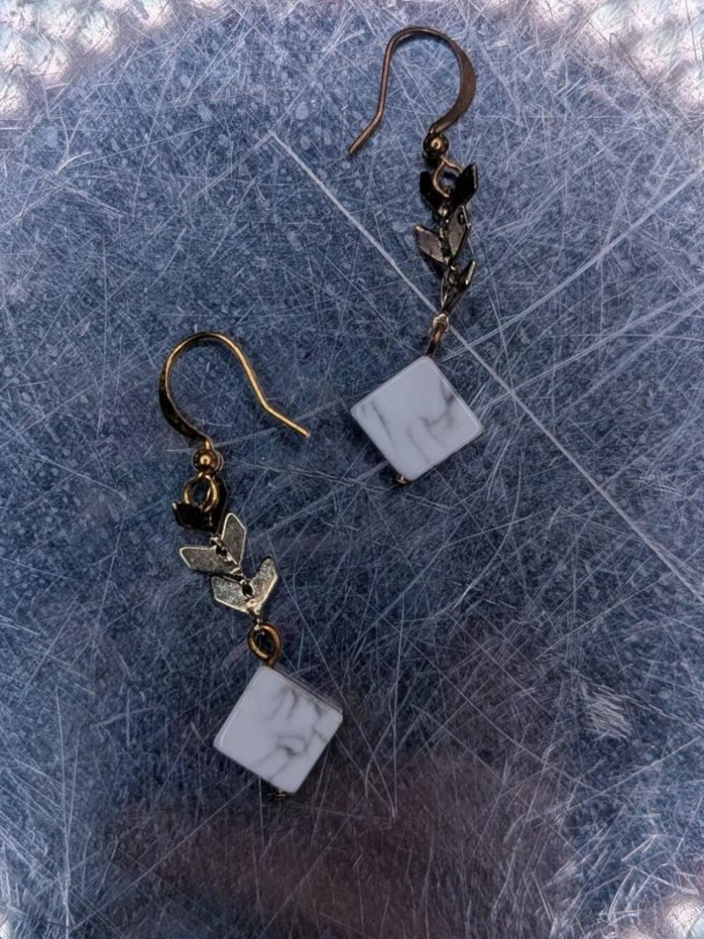 Marble Square Drop Earrings - Picture 5 of 6